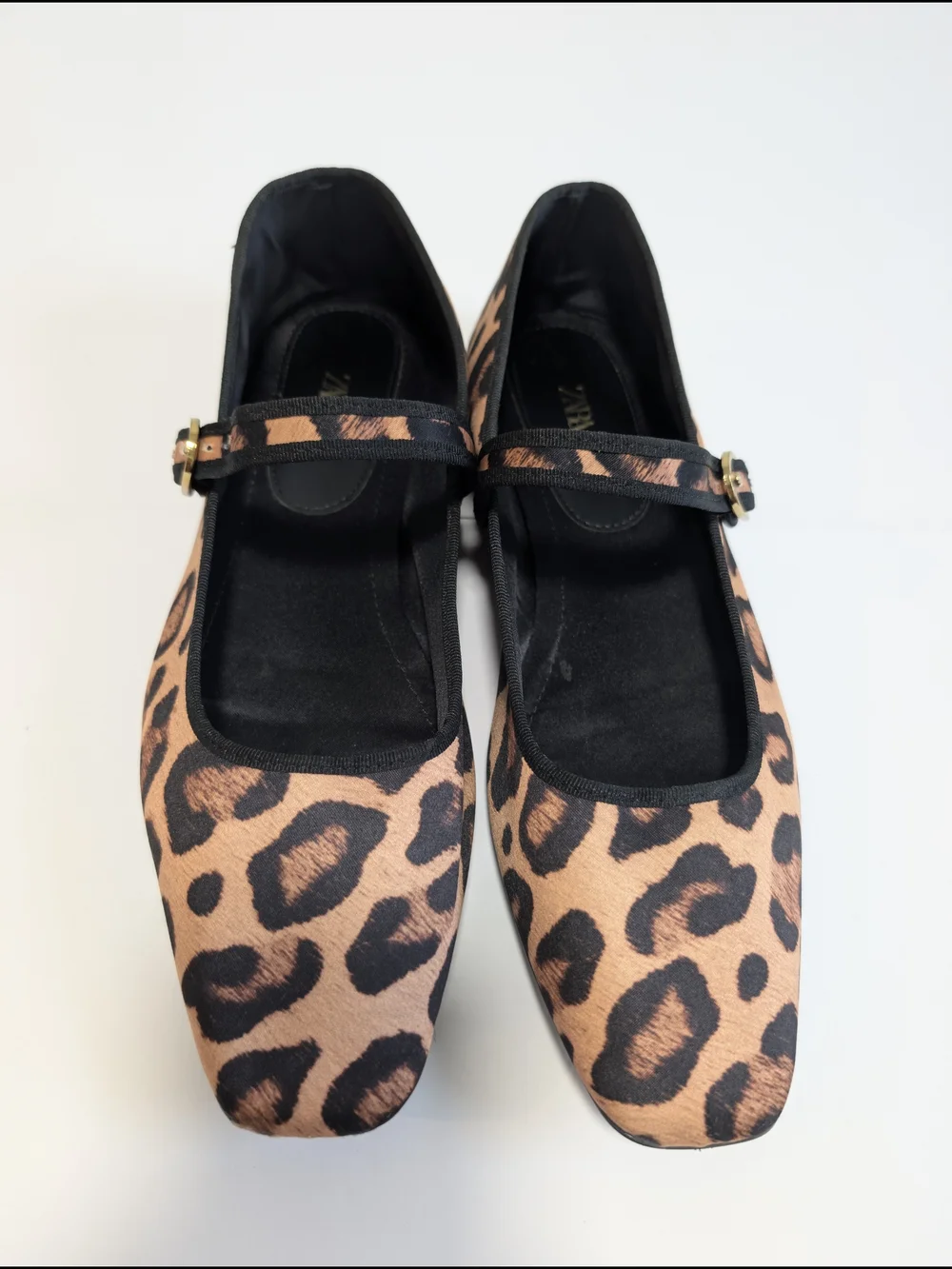 ZARA Women’s Animal Print Mary Jane Flats Buckle Strap Square Toe 10